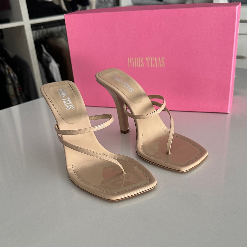 Paris Texas Beige Strappy Heels 4 inch